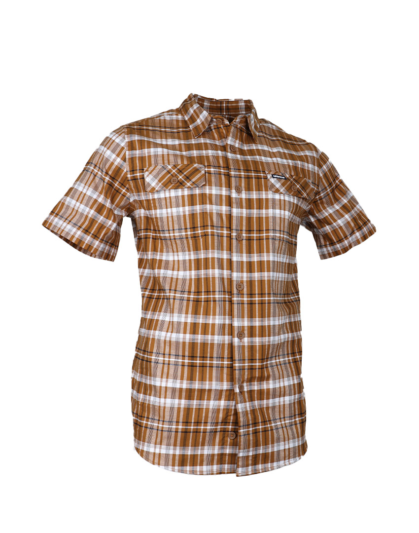 SHIRT PLAID S/S WORK BRONZE