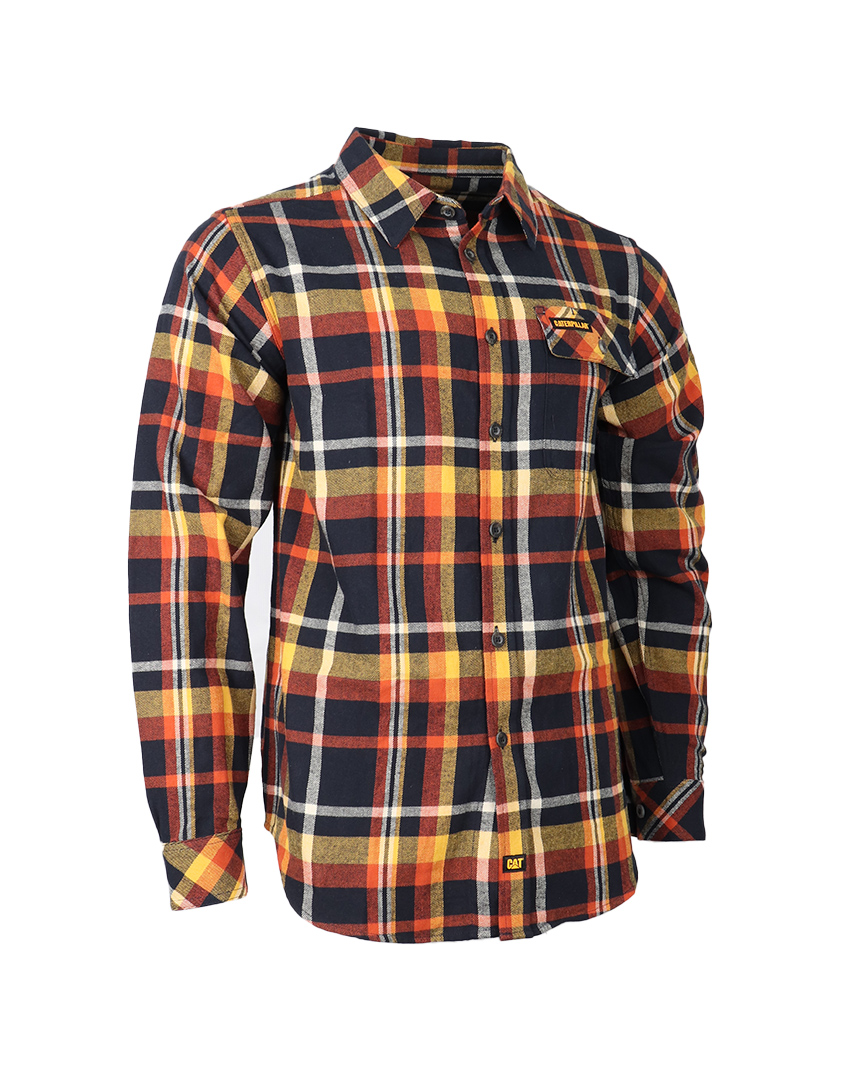 SHIRT FLANNEL NVY-BURNT OCHRE
