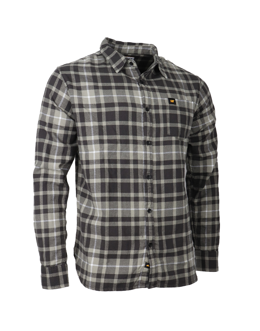 SHIRT FLANNEL L/S NEUTRAL GRAY-WASHED BLK