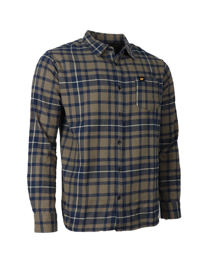 SHIRT FLANNEL L/S DUSTY OLIVE-DETROIT BLUE