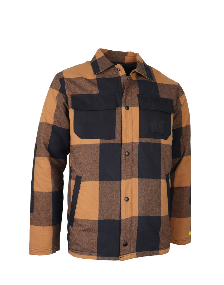 JACKET FLANNEL SNAP FRONT LIGHTWEIGHT INSULATED BRONZE-PT BLK